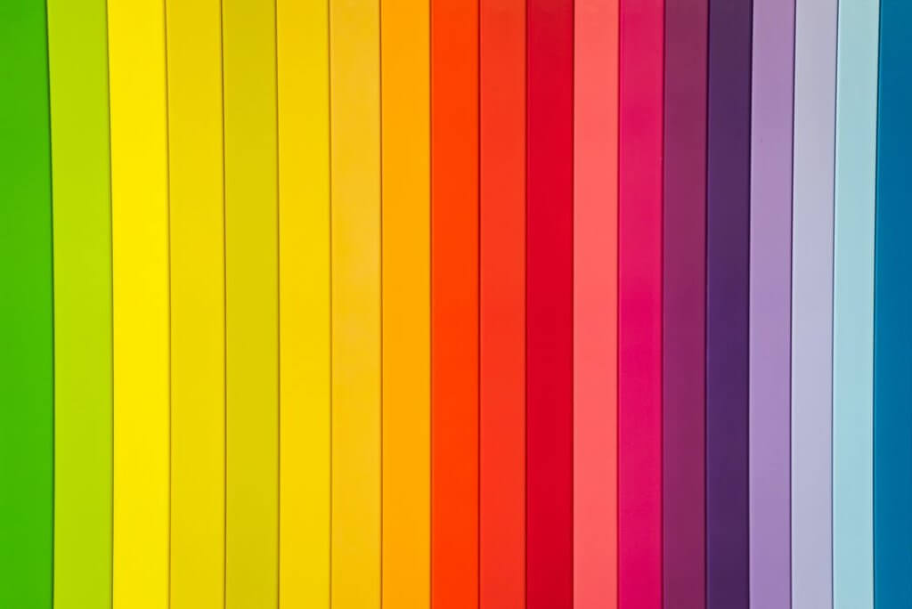 A rainbow of colours for visual identity.